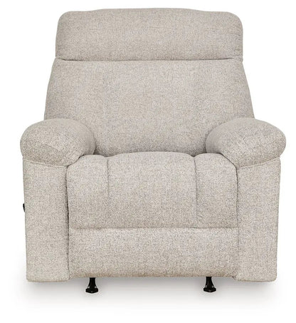 Hoyne Park Rocker Recliner in beige boucle fabric with padded arms by Unique Piece Furniture on Tampa Home & Garden Store