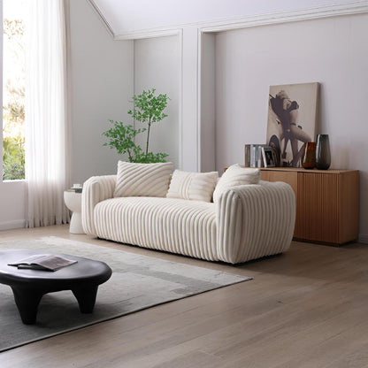 Cancun White Boucle Sofa and Plush Comfort