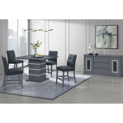 Ariya bar table with glass inlay in dark gray by HouseOfZazla, modern dining table on Tampa Home & Garden Store