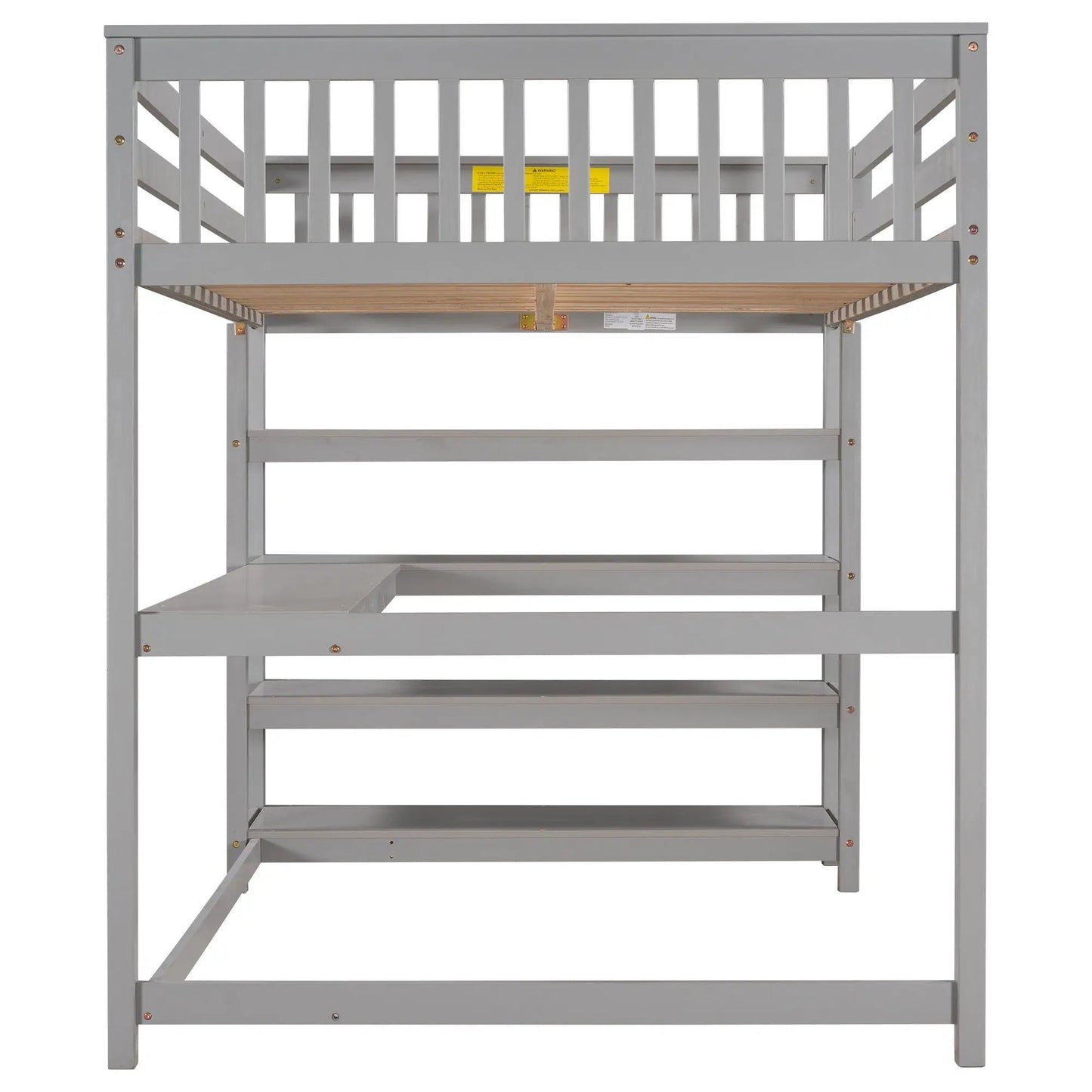 Loft Bed with Storage Shelves and Under Bed Desk