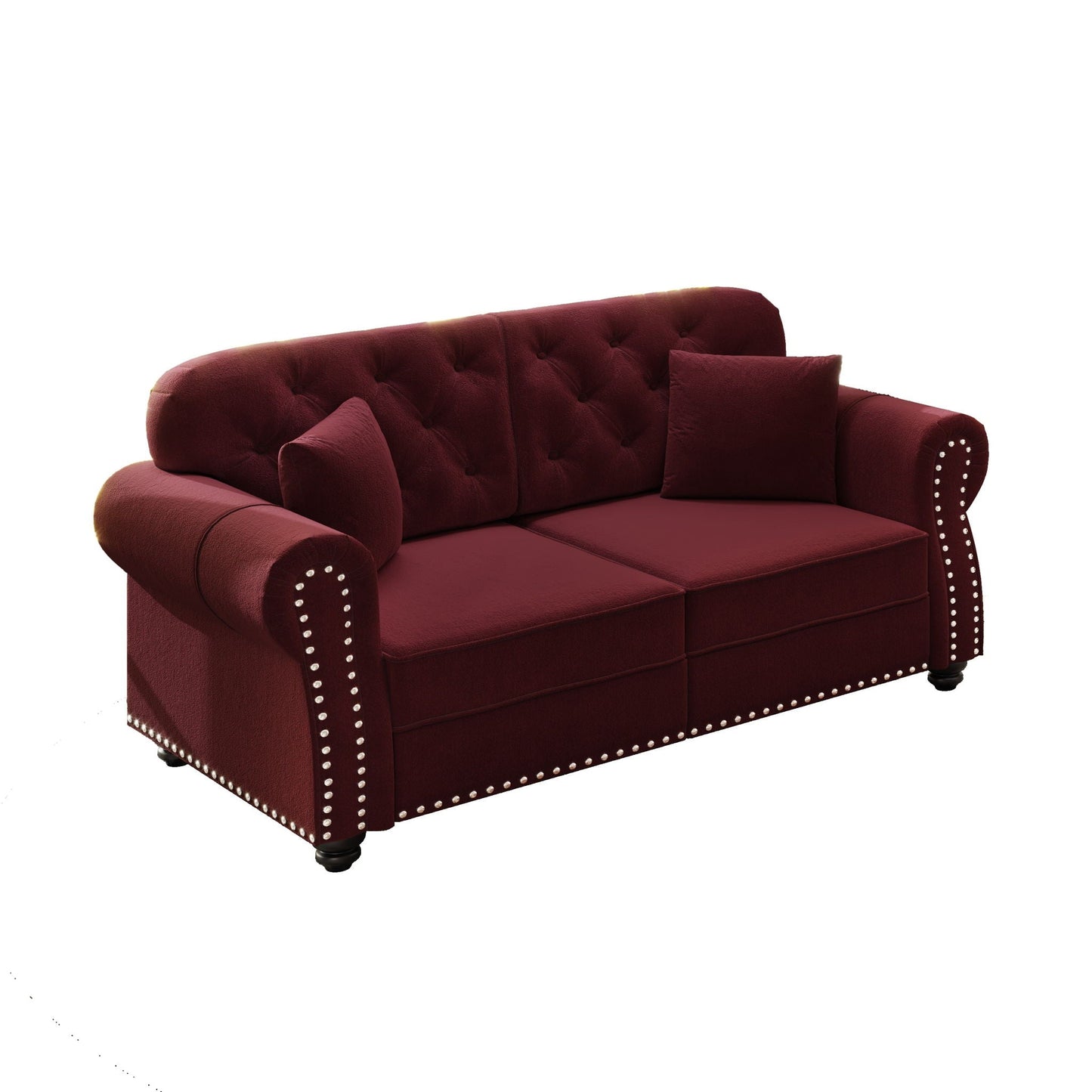 Plush Upholstered Chesterfield Sofa and Nailhead