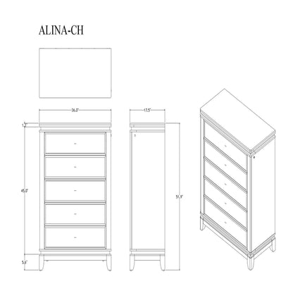 Adalid Five Drawer Chest With Led Lighting White