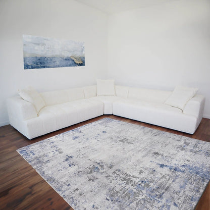 Kaynes Elegant Upholstery Corner Sofa white fabric stationary sectional with plush cushions on Tampa Home & Garden Store