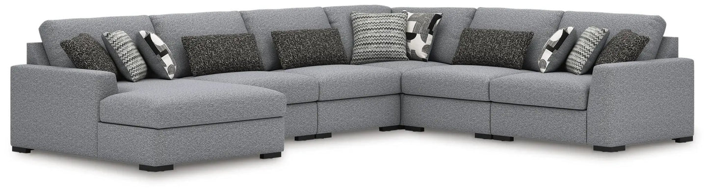 Bealton Sectional sofa by Unique Piece Furniture in gray boucle with coordinating pillows on Tampa Home & Garden Store