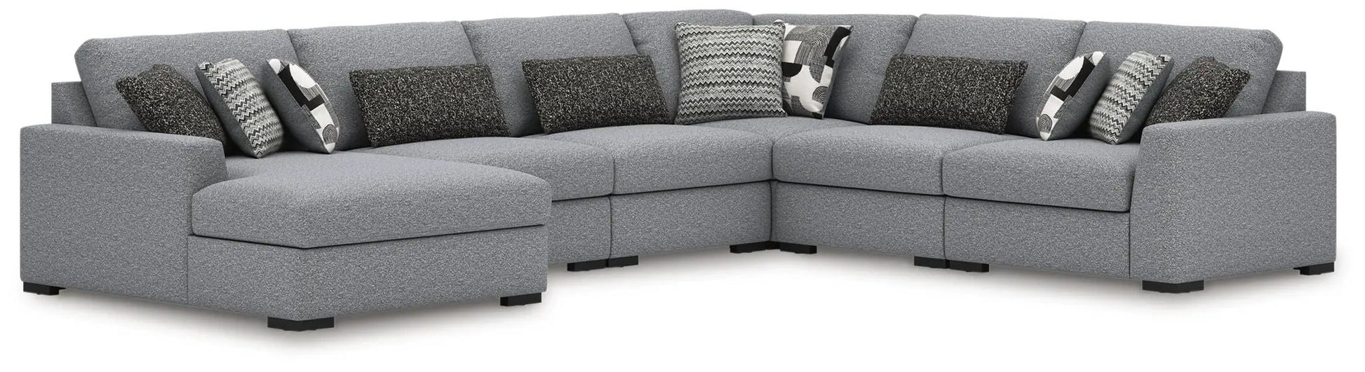 Bealton Sectional sofa by Unique Piece Furniture in gray boucle with coordinating pillows on Tampa Home & Garden Store