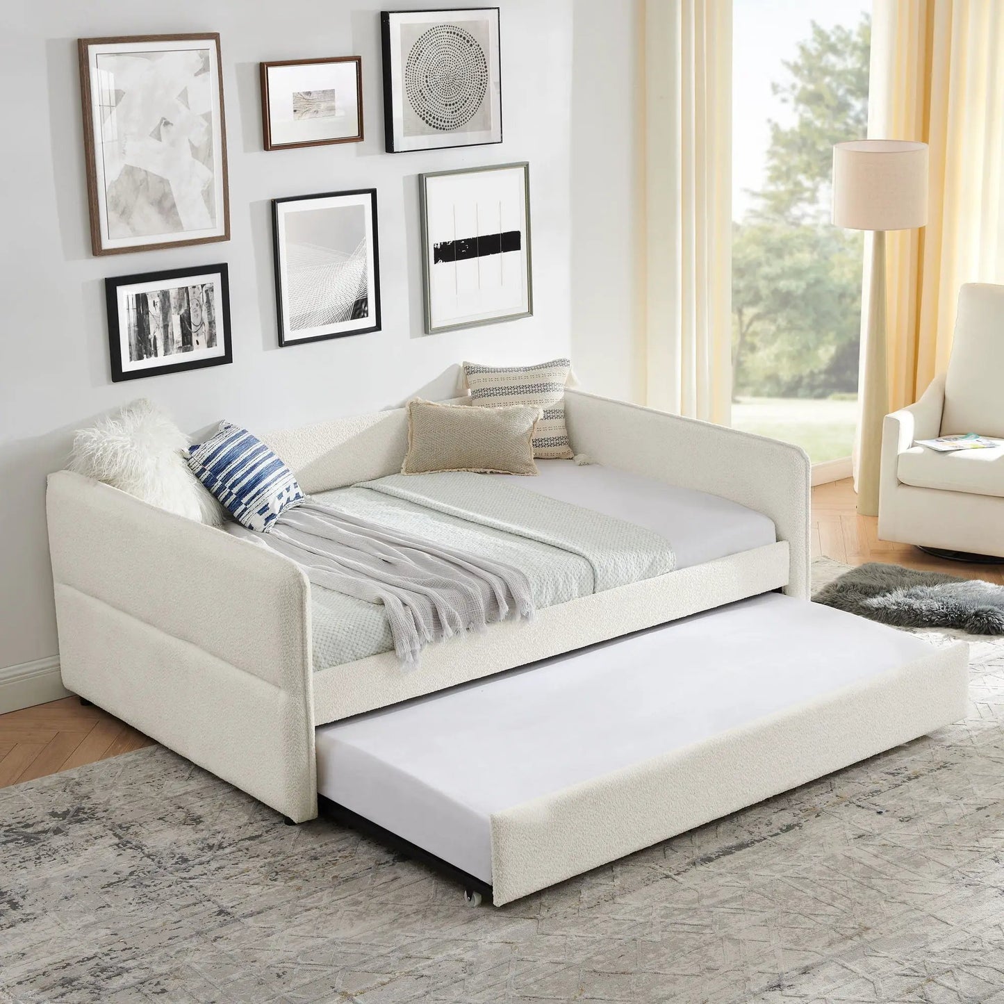 Upholstered Daybed With Pop Up Trundle For Guests