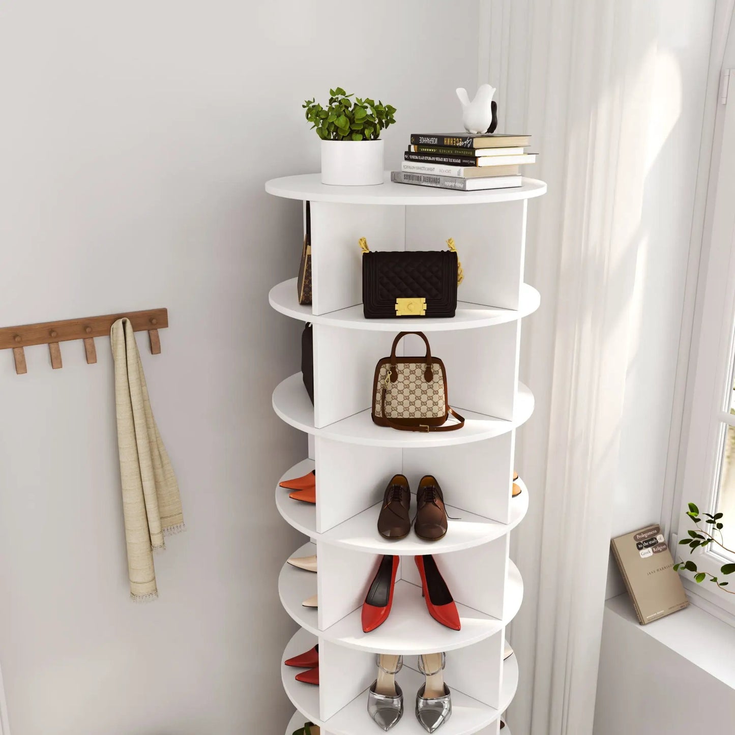 360 Rotating Shoe Cabinet 7 Layers Holds 28 Pairs