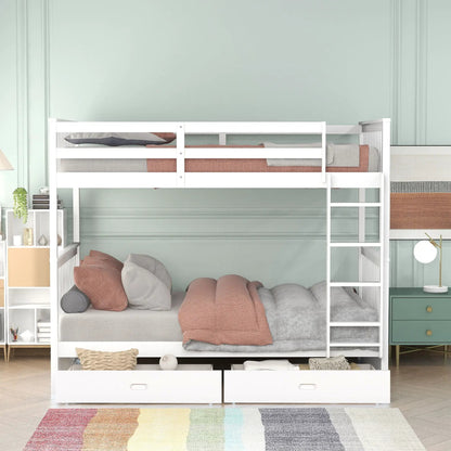 White bunk bed with ladders and 2 storage drawers by Unique Piece Furniture on Tampa Home & Garden Store