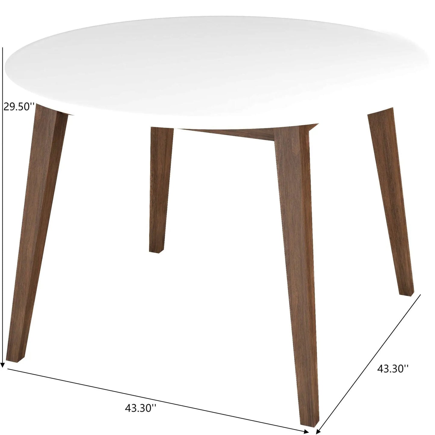 Paloma dining table white oval top with dark wood legs, 43.3in long x 29.5in tall on Tampa Home & Garden Store