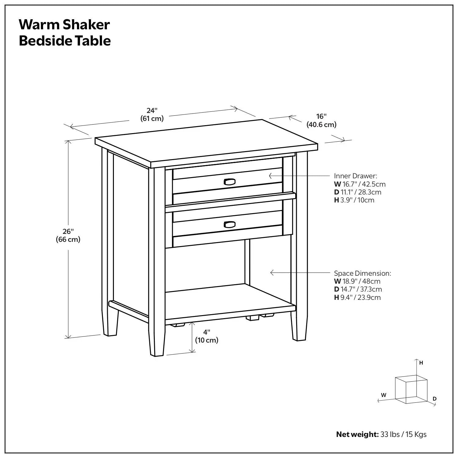 Warm Shaker Bedside Table, accent nightstand with two drawers by Unique Piece Furniture on Tampa Home & Garden Store