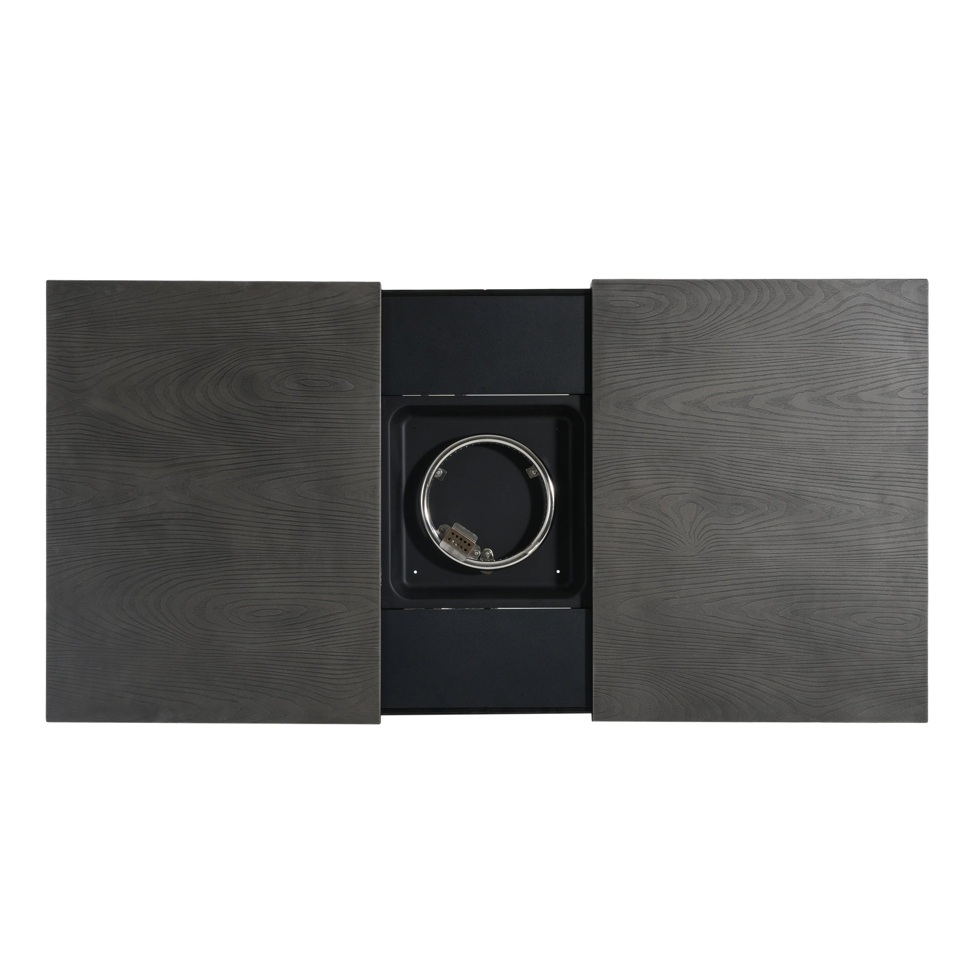 Extendable aluminum alloy fire pit table by HouseOfZazla dark wood with burner 50,000 BTU on Tampa Home & Garden Store