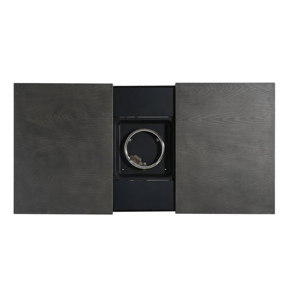 Extendable aluminum alloy fire pit table by HouseOfZazla dark wood with burner 50,000 BTU on Tampa Home & Garden Store