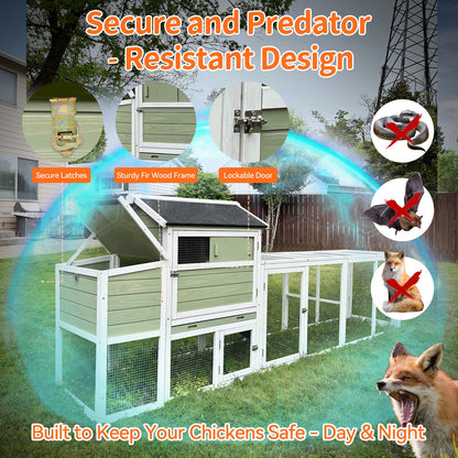 Large Wooden Hen House With Nesting Box And Run