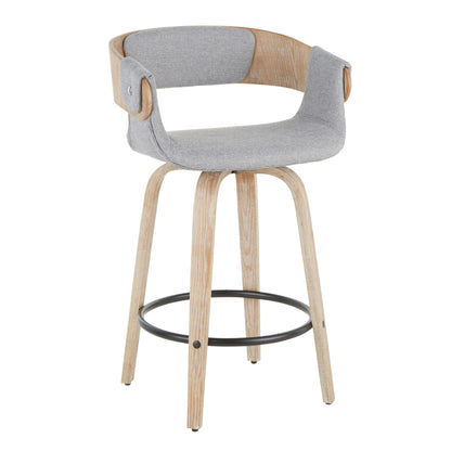 Farmhouse Counter Stool Set with Cushioned Gray Seat by HouseOfZazla, whitewashed wood legs on Tampa Home & Garden Store
