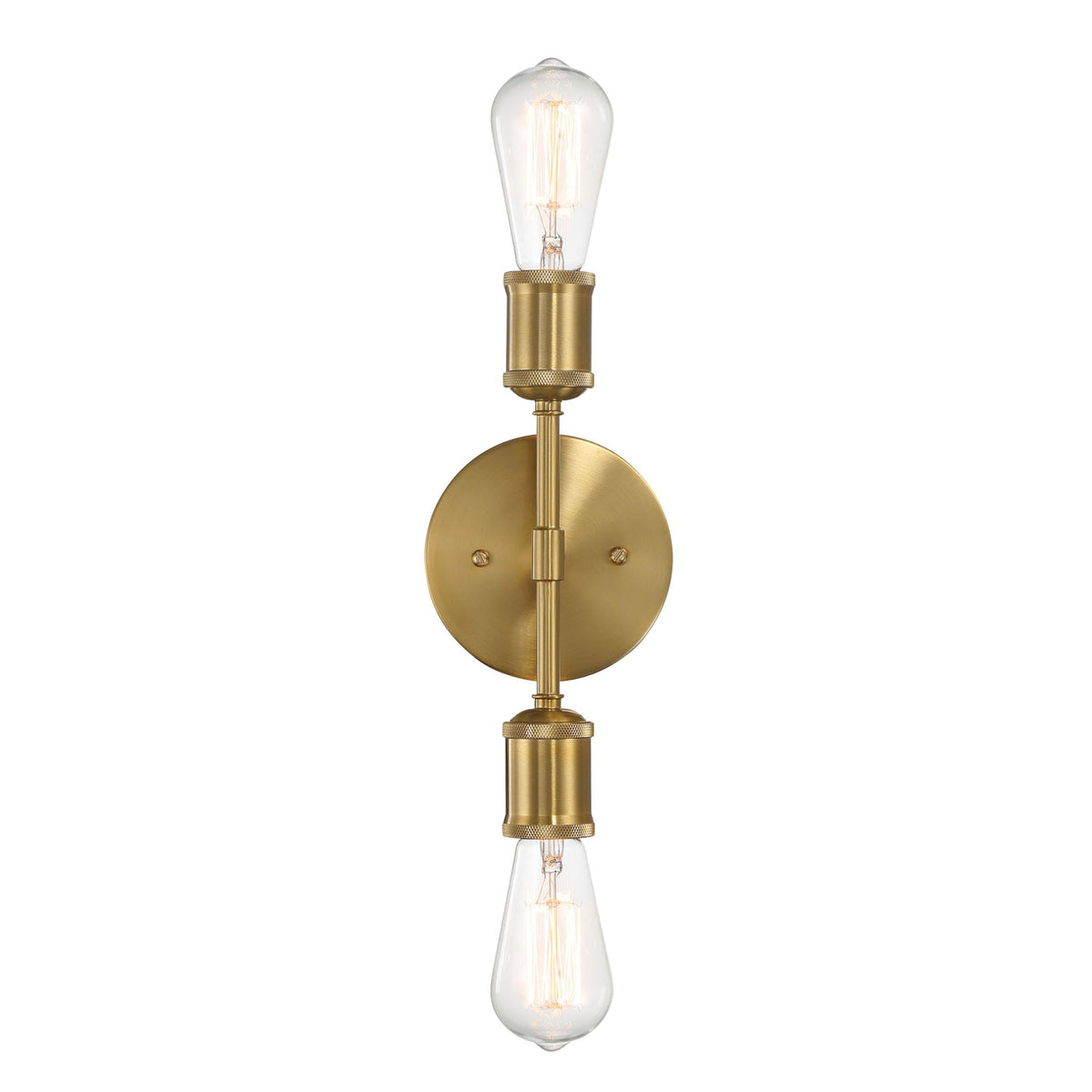 Reverie double lights bathroom wall sconce with clear Edison bulbs antique gold finish on Tampa Home & Garden Store