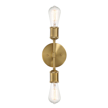 Reverie double lights bathroom wall sconce with clear Edison bulbs antique gold finish on Tampa Home & Garden Store