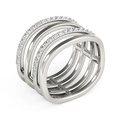 14k white gold multi-band diamond ring with pave diamonds 3/8 cttw by Bids.com on Tampa Home & Garden Store