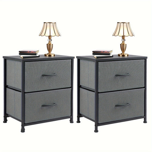 Set of 2 Nightstands with Drawers, Small End Tables with Storage for Bedroom & Office - Tampa Home & Garden Store