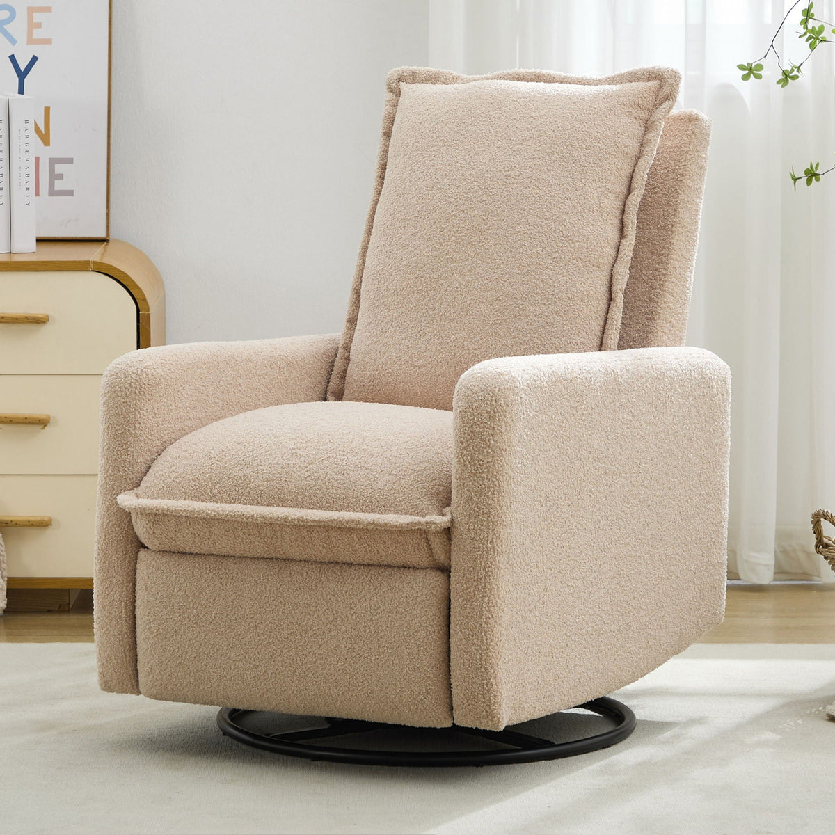 Cozy Swivel Glider Recliner Chair and Leg Rest