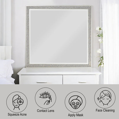 Sliverfluff Mirror by HouseOfZazla, mirrored glass with champagne glitter frame on Tampa Home & Garden Store