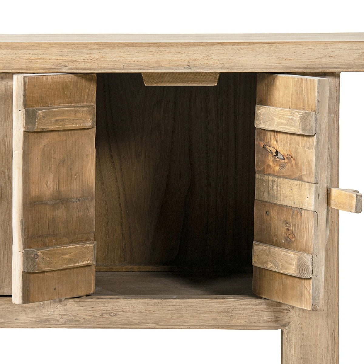 Reclaimed Pine Sideboard with Lower Shelf, natural finish, rustic block joinery on Tampa Home & Garden Store