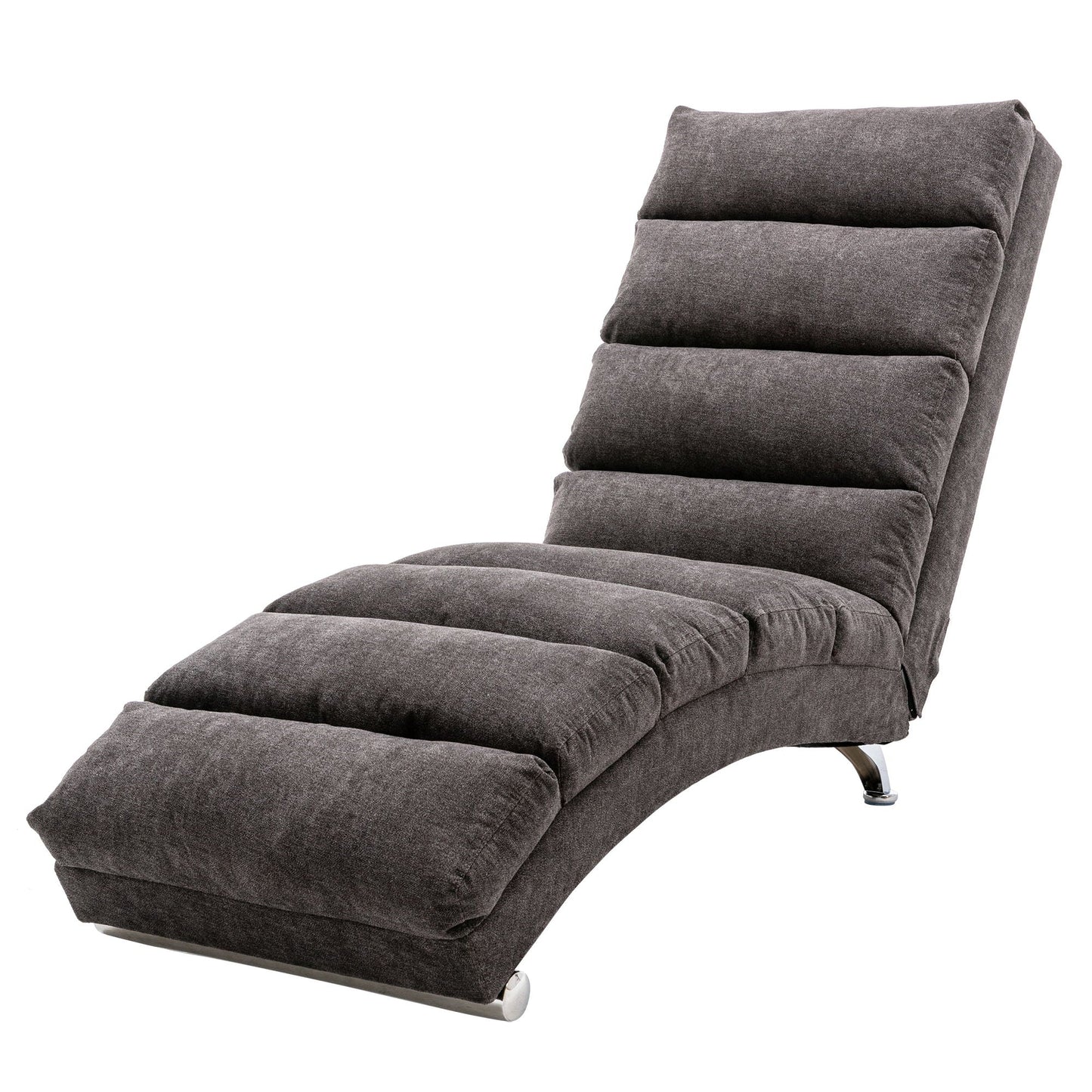 Massage chaise lounge in dark gray fabric with plush cushions and chrome legs HouseOfZazla on Tampa Home & Garden Store