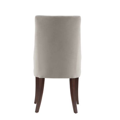 Modern dining chair gray upholstered back with dark wood legs on Tampa Home & Garden Store