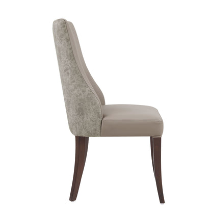 Modern dining chairs set of 2 with gray textured back and taupe faux-leather seat on Tampa Home & Garden Store