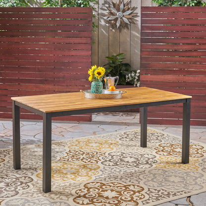 Acacia Wood Outdoor Dining Table and Iron Legs