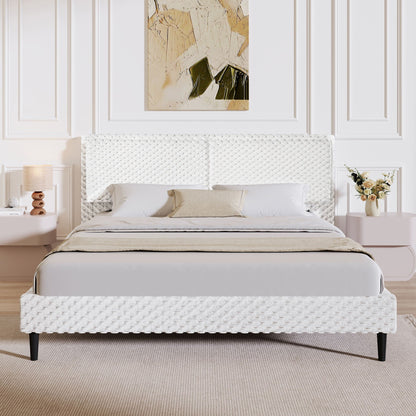 Soft Bed Comfortable Backrest For Bedroom upholstered bed in cream tufted fabric on Tampa Home & Garden Store