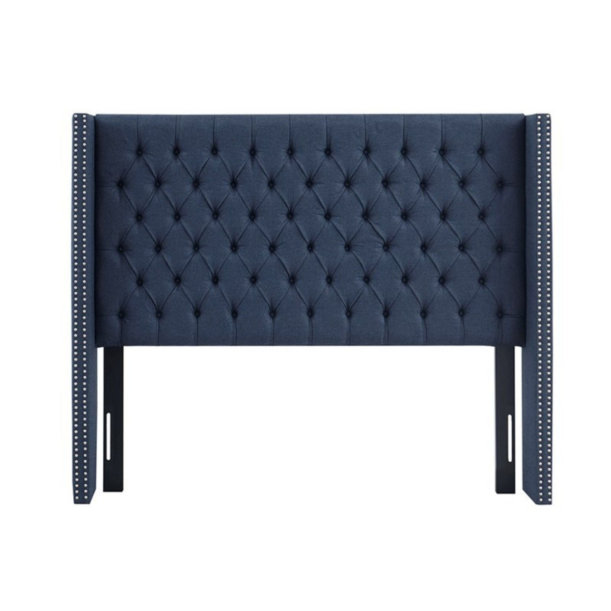 Queen blue tufted upholstered headboard with diamond buttons and nailhead trim HouseOfZazla on Tampa Home & Garden Store
