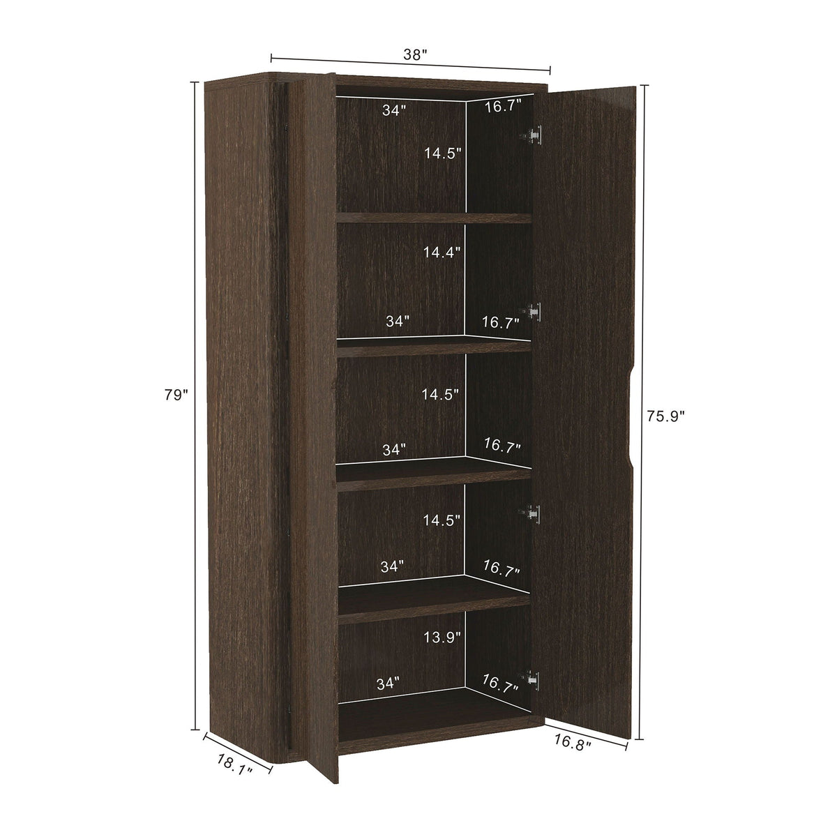 Rivington adjustable-shelf bookcase cabinet in dark brown by HouseOfZazla standard bookcase on Tampa Home & Garden Store