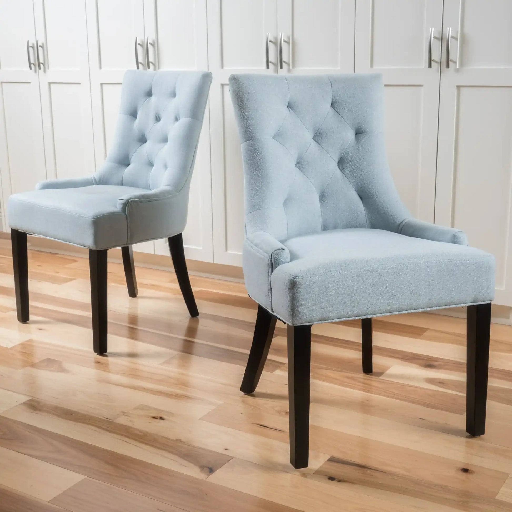 Contemporary Cheney Dining Chair Set light blue tufted upholstery, HouseOfZazla, 2 chairs on Tampa Home & Garden Store
