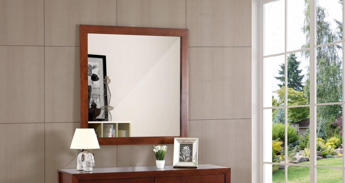 Burlington Modern Design Transitional Wall Mirror with dark red wood frame by HouseOfZazla on Tampa Home & Garden Store