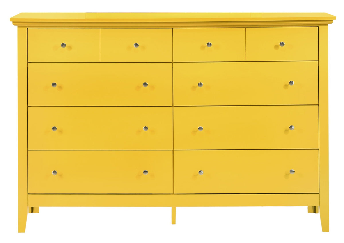Elegant yellow dresser with ample storage and round chrome knobs on Tampa Home & Garden Store