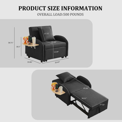 High Density Linen 3 In 1 Convertible Bed Sofa