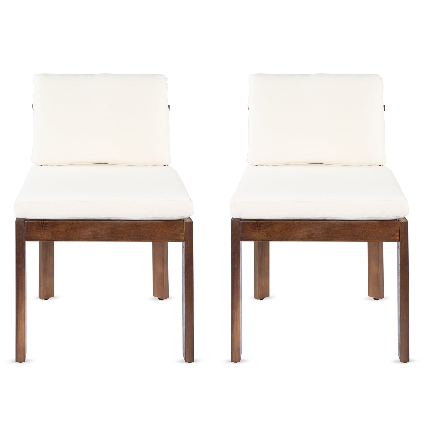 Set of Two Acacia Wood Outdoor Dining Chairs