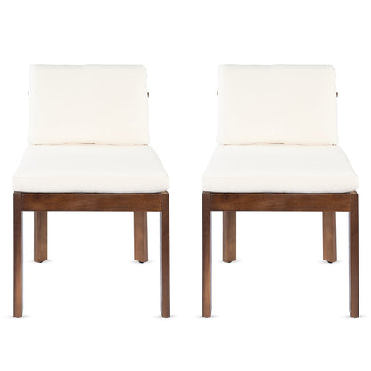 Set of Two Acacia Wood Outdoor Dining Chairs