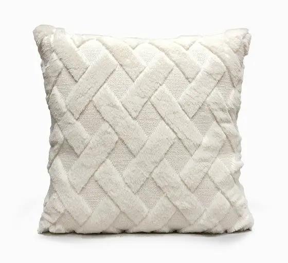Plush Solid Color Sofa Pillowcase for Living Room