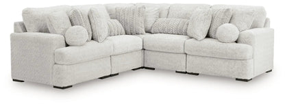 Cuddle Plush Stationary Sectional in ivory boucle fabric with cushions Unique Piece Furniture on Tampa Home & Garden Store