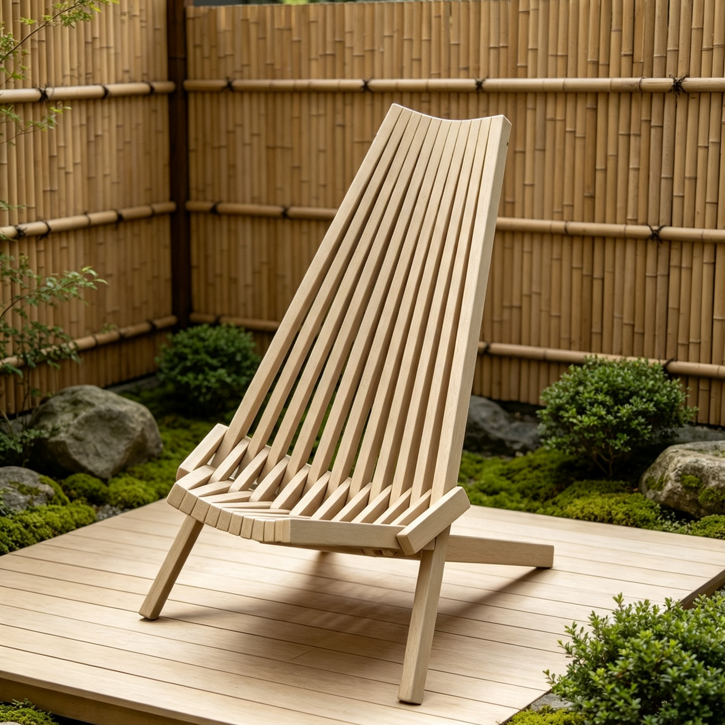 Folding Acacia Wood Outdoor Lounge Chair, natural finish, HouseOfZazla on Tampa Home & Garden Store