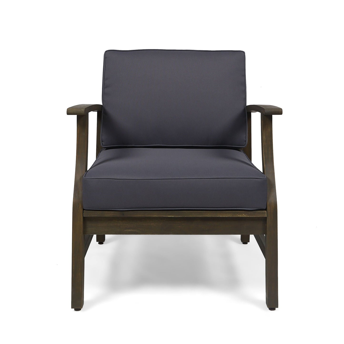 Enchanting outdoor club chair with dark gray water resistant cushion and wood frame HouseOfZazla on Tampa Home & Garden Store