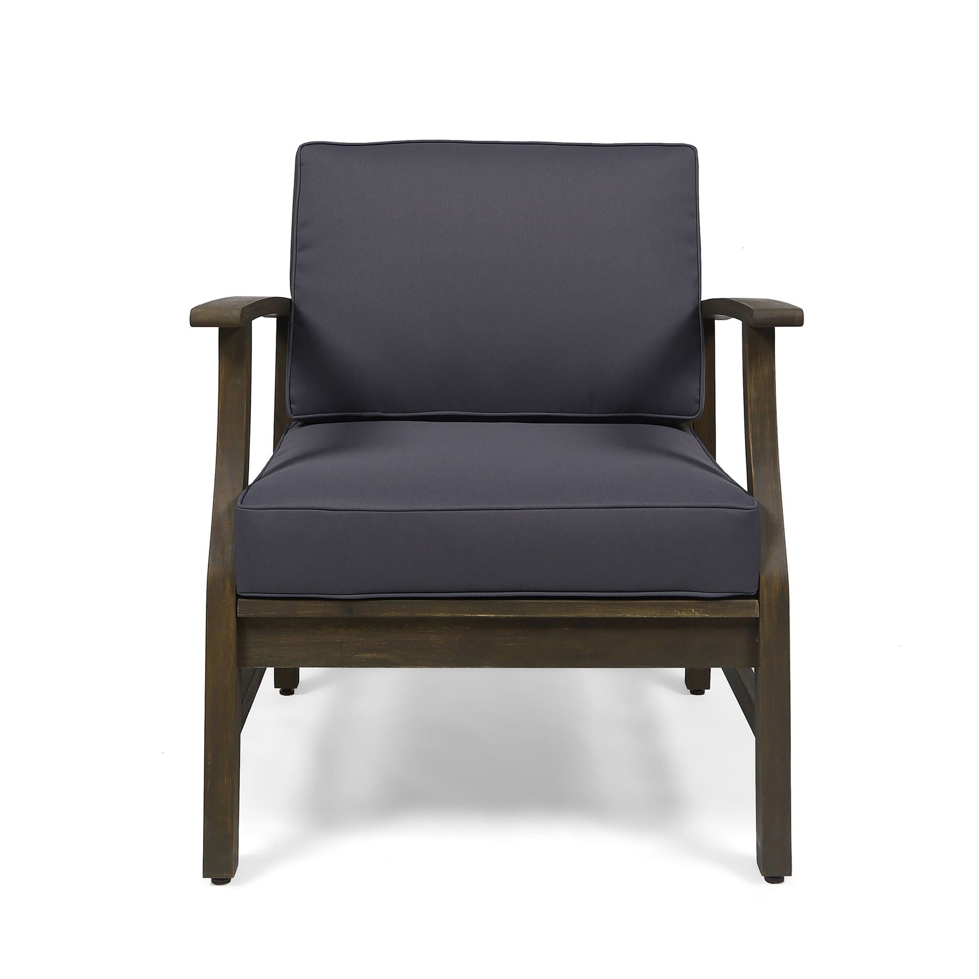 Enchanting outdoor club chair with dark gray water resistant cushion and wood frame HouseOfZazla on Tampa Home & Garden Store
