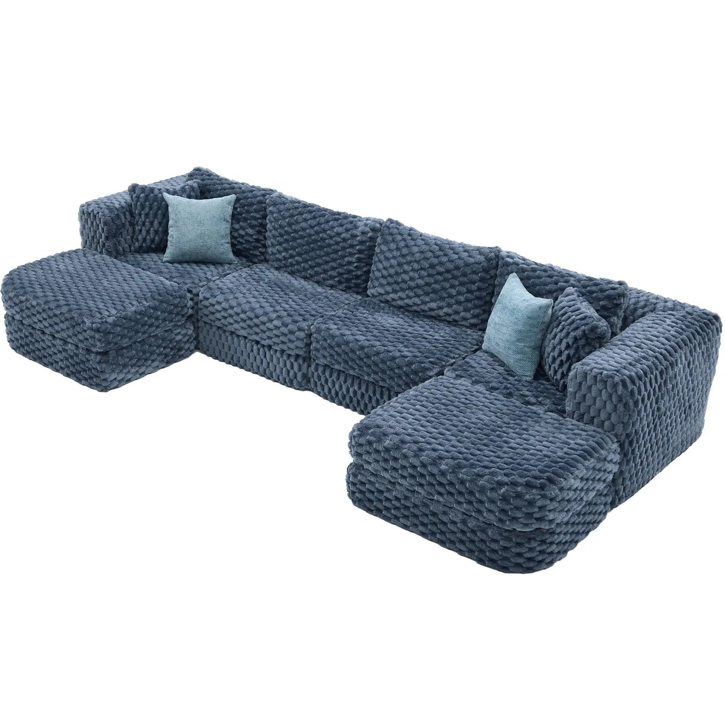 Modular Sectional Sofa with 2 Movable Ottomans