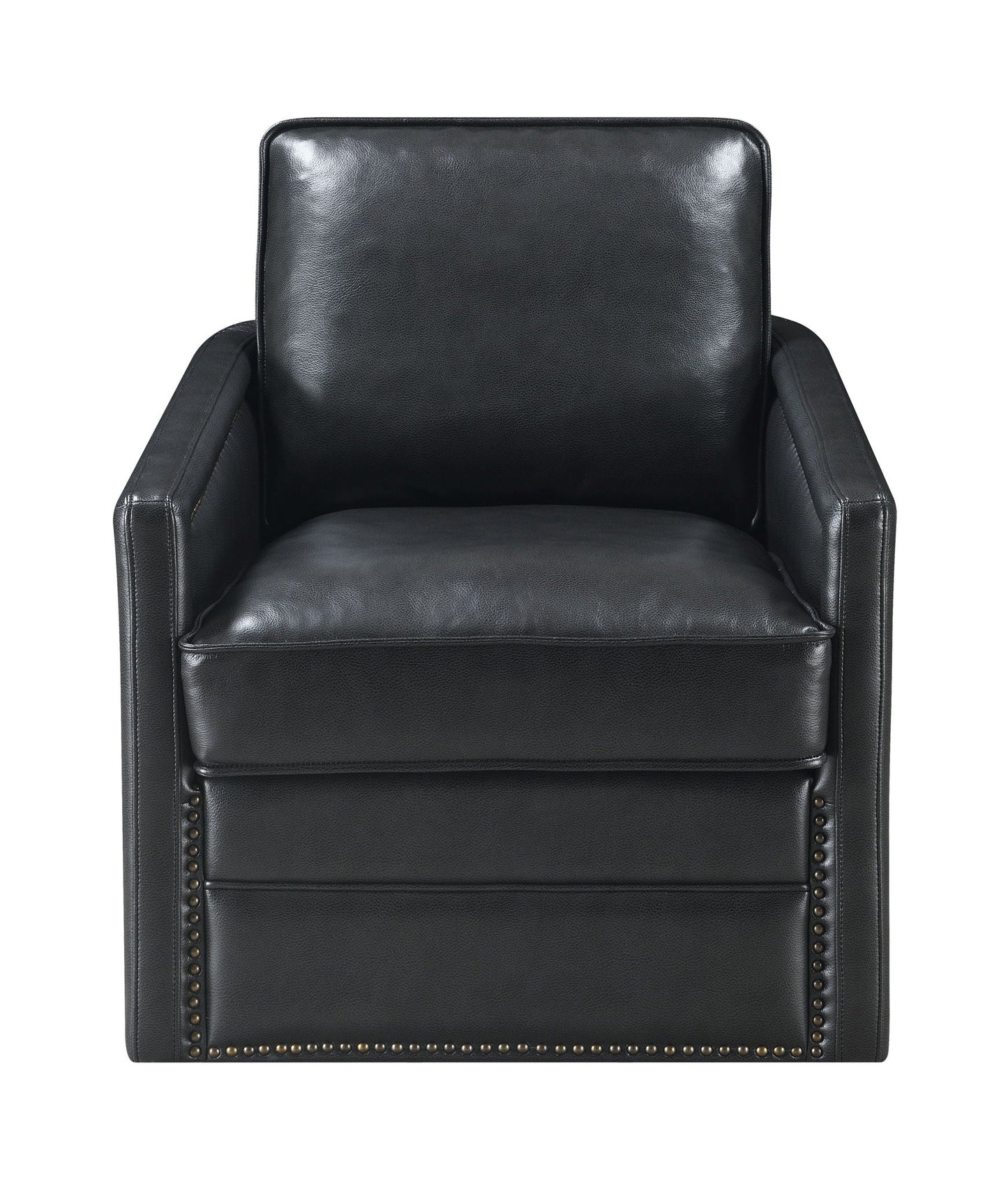 Rocha Aire Swivel Chair With Glider in black leather with padded seat and nailhead trim on Tampa Home & Garden Store