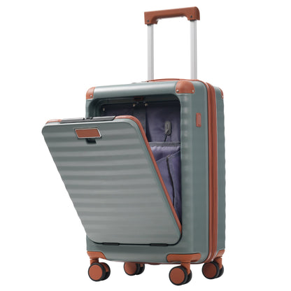 Deluxe 5-Piece Luggage Set HouseOfZazla, teal body with orange trim, 4-spinner wheels on Tampa Home & Garden Store