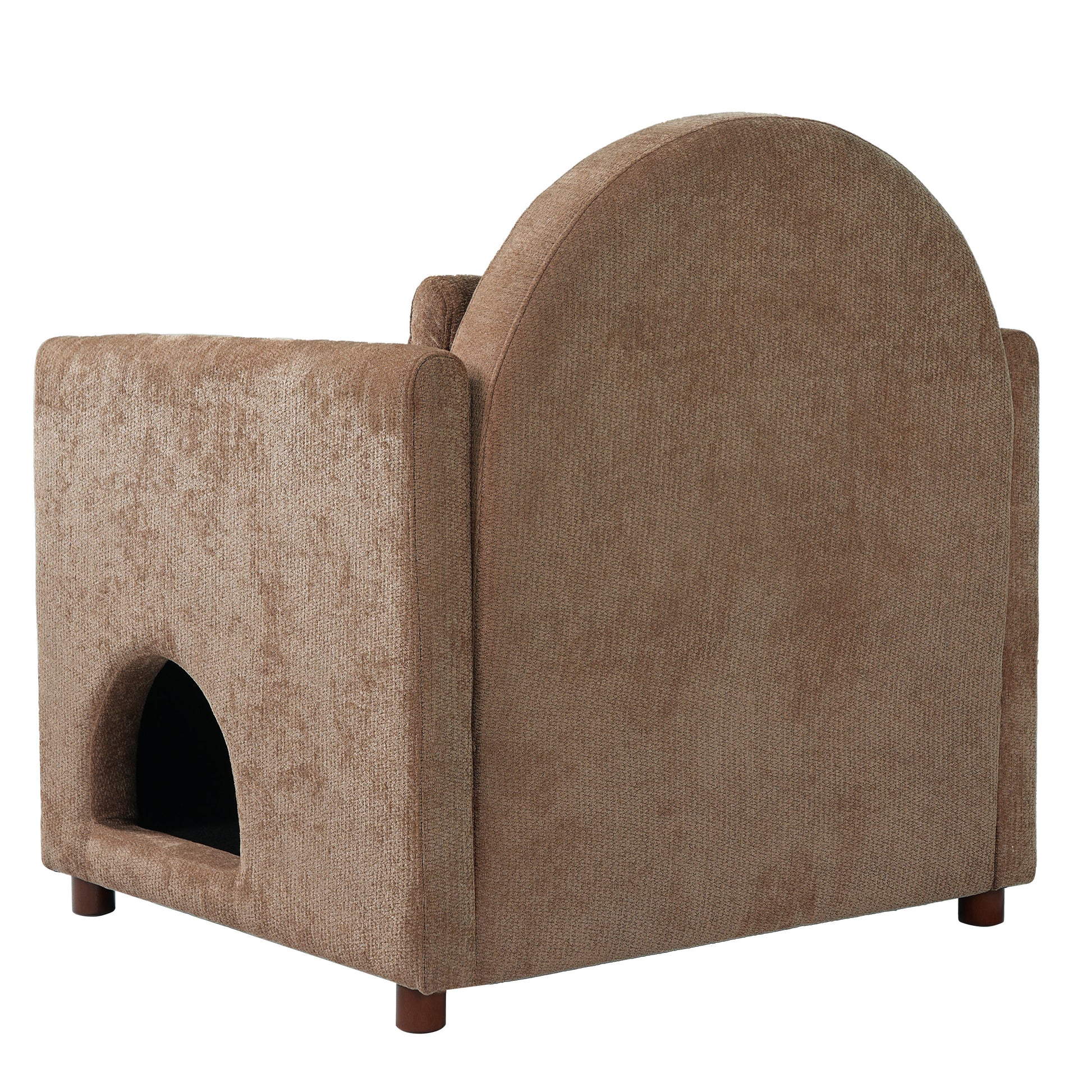 Coffee pet friendly accent chair with hidden pet nook textured brown fabric HouseOfZazla on Tampa Home & Garden Store