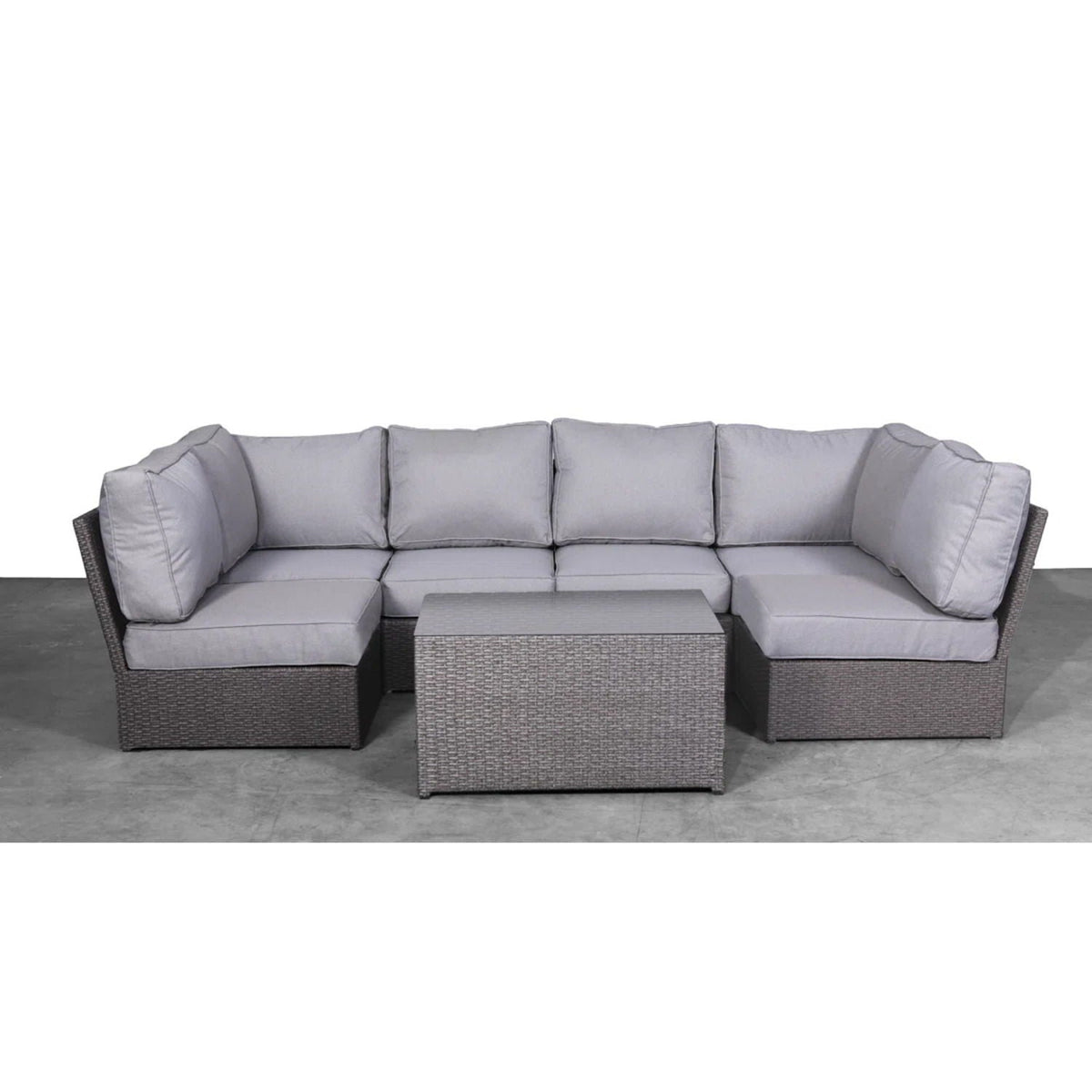 2-Piece Outdoor Rattan Sectional Set in gray cushions by HouseOfZazla on Tampa Home & Garden Store