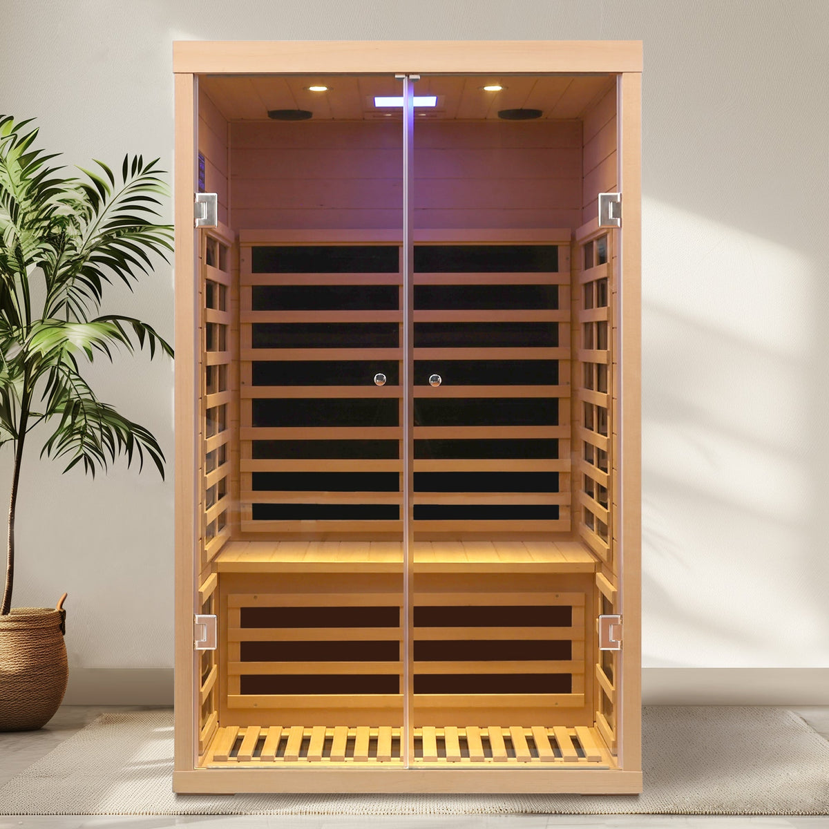 Hemlock infrared double sauna with glass doors, 2-person indoor luxury by HouseOfZazla on Tampa Home & Garden Store
