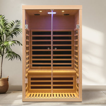 Hemlock infrared double sauna with glass doors, 2-person indoor luxury by HouseOfZazla on Tampa Home & Garden Store